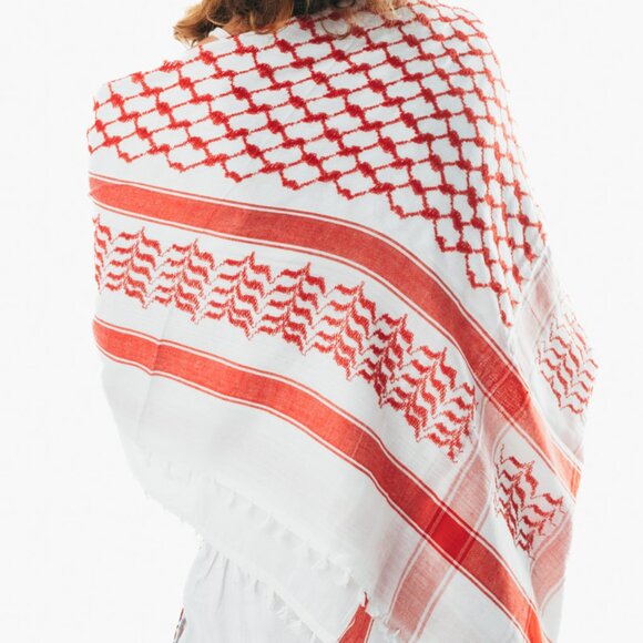 Houndstooth scarf, Keffiyeh, Arafat Hatta, cotton wide scarf tassels shemagh - Picture 1 of 3